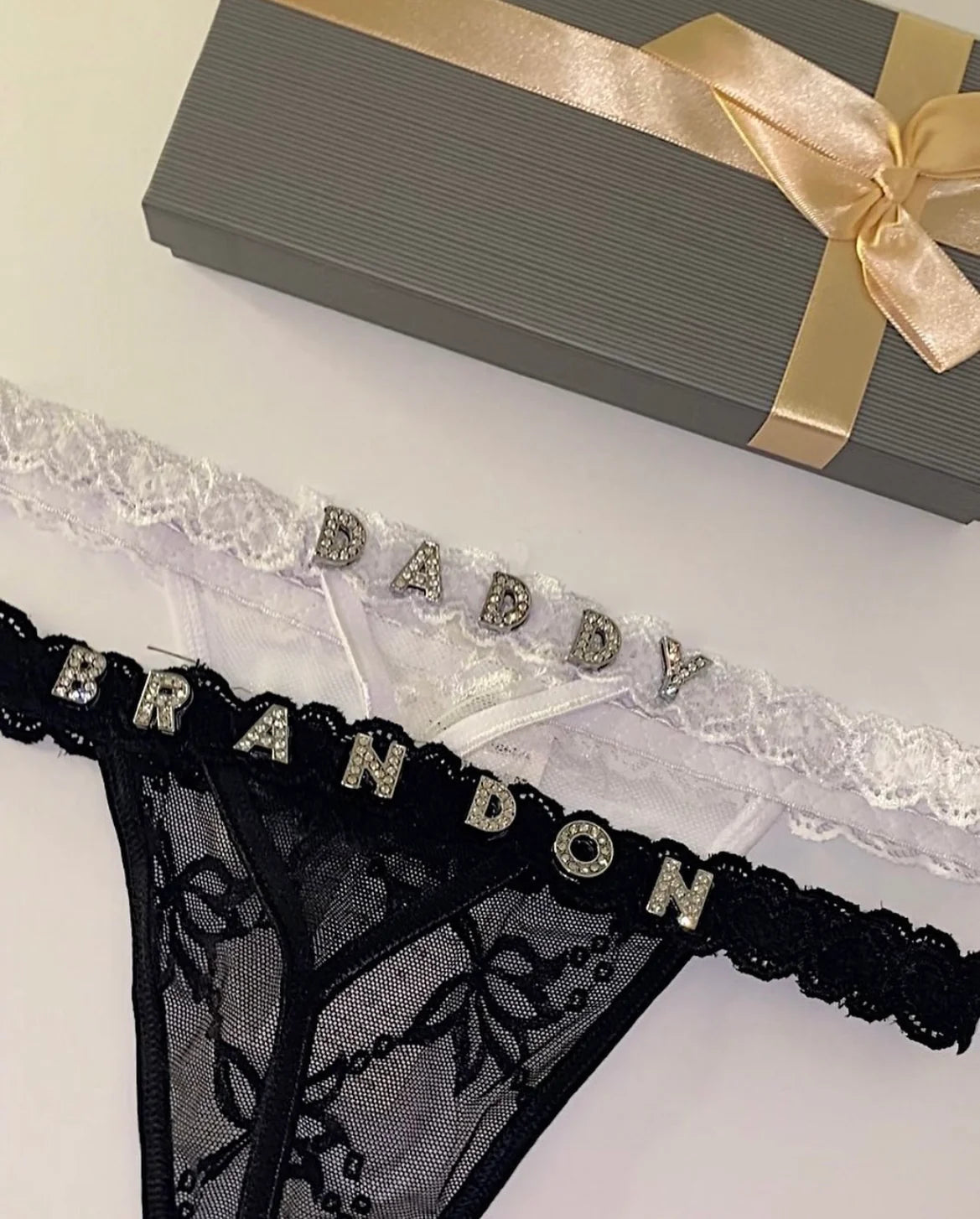 Custom Name Thong, Customized Panties, Lace Custom Name Thong, Crystal  Letters Underwear, Custom G-String, Personalized Sexy Thong (Black)